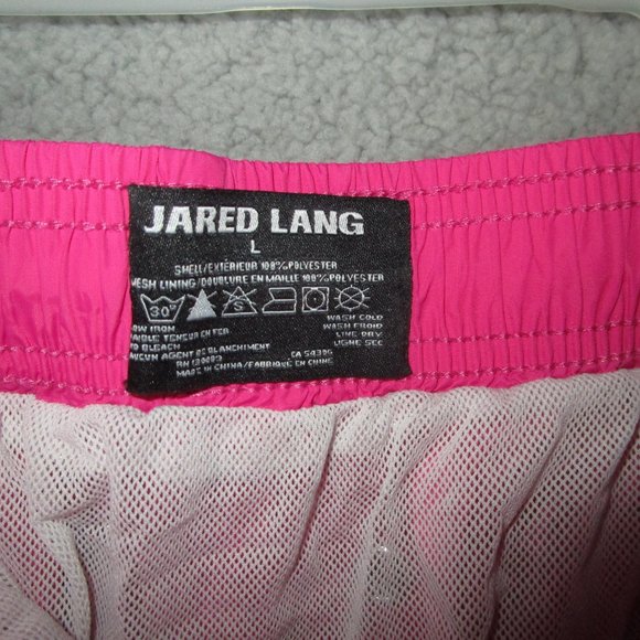 JARED LANG MEN'S SWIMMING TRUNKS PINK LARGE LINER POLYESTER - Picture 3 of 4